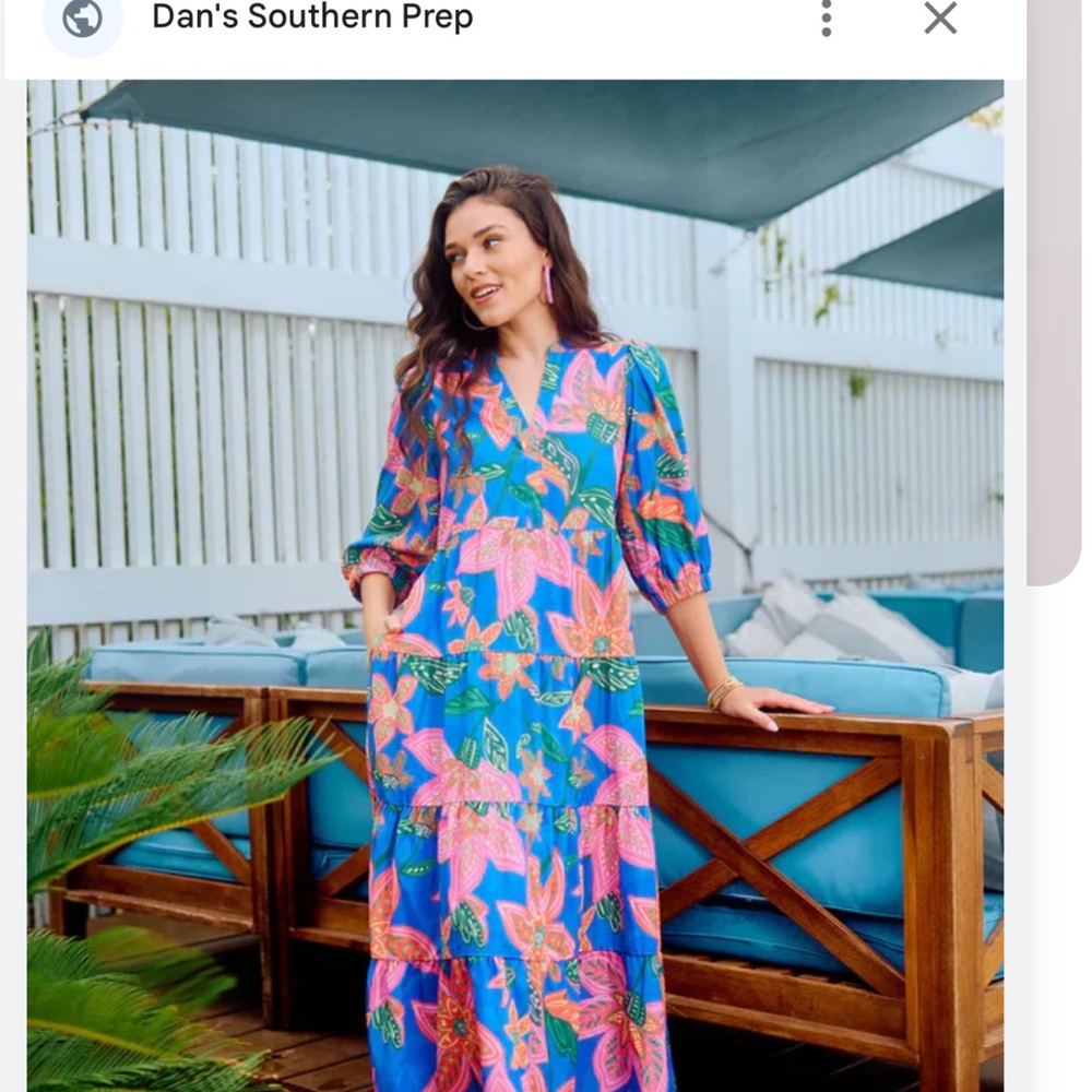 Vibrant Blue Floral Maxi Dress by